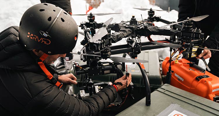 Drone being altered before filming in Quebec City